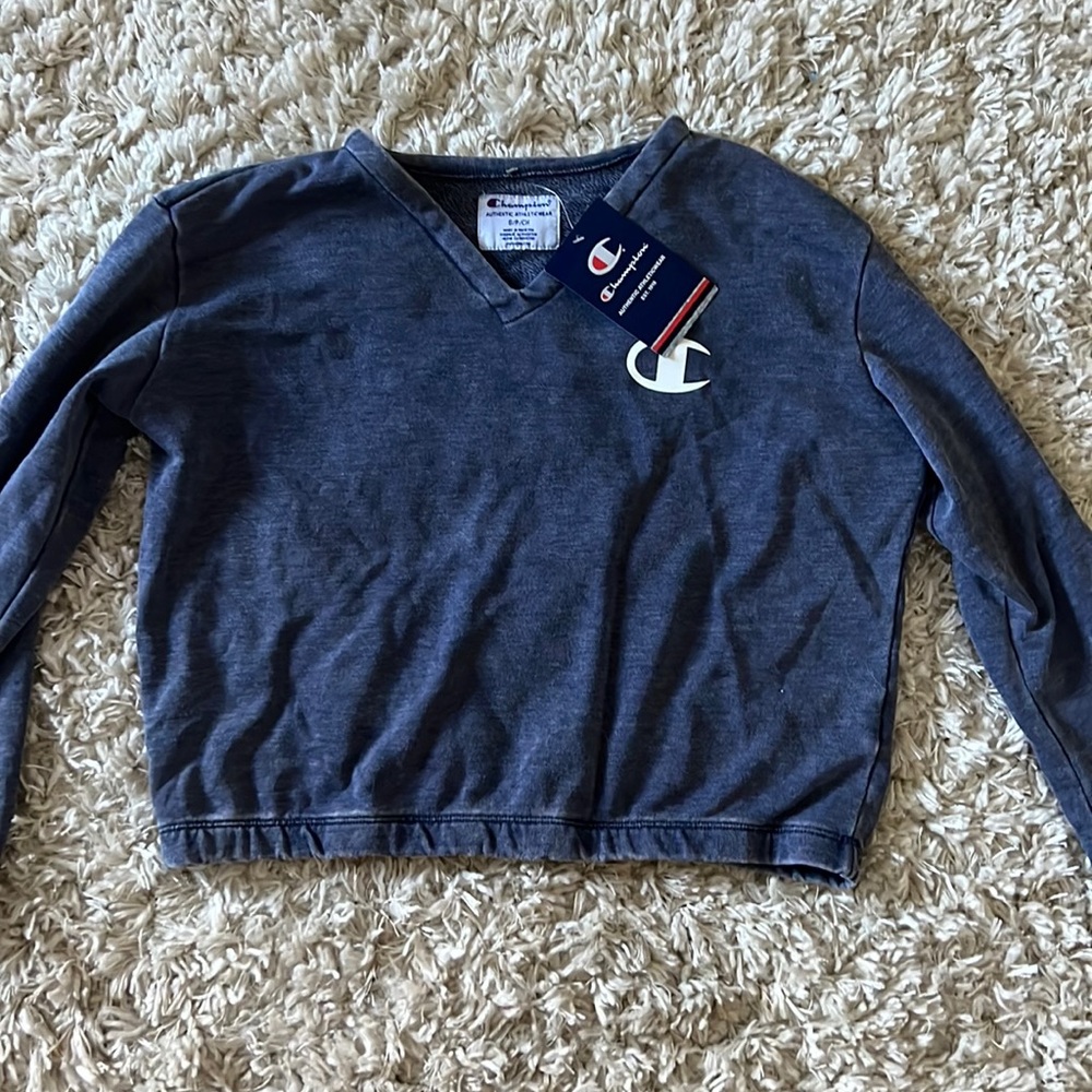 blue long sleeve champion, size small